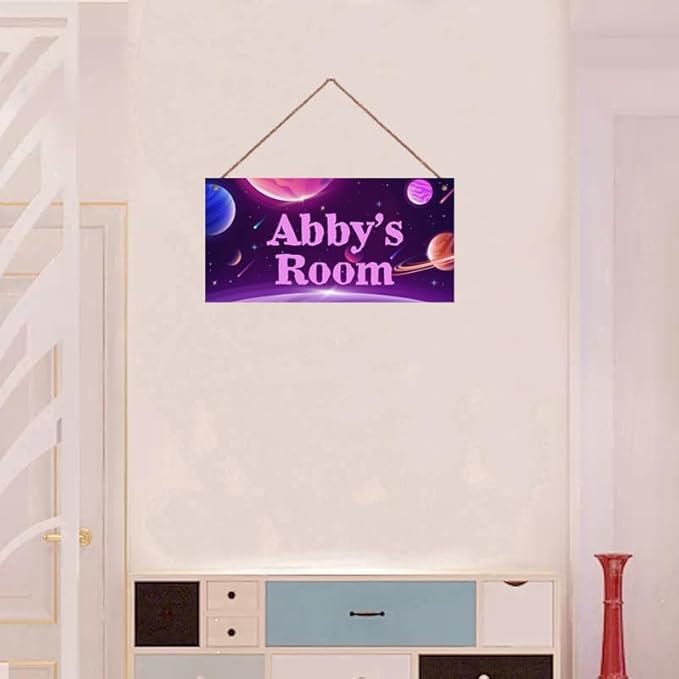 Personalized Universe Sign Funny Aerospace Themed For Kids Room Boys Bedroom Door Decor,Custom Name Wall Decor Decorative Plate for Nursery Girls Room