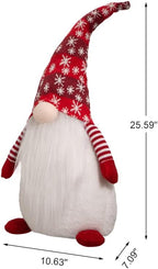 Glitzhome 25.59" H Gnome Plush Christmas Decoration, Fabric Xmas Standing Gnome Ornaments with Knitted Hat for Tabletop Party Mantel Holiday Christmas Decor Gifts