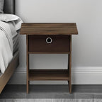 Furinno Dario End Table / Side Table / Night Stand / Bedside Table with Bin Drawer, 1-Pack, Columbia Walnut/Dark Brown