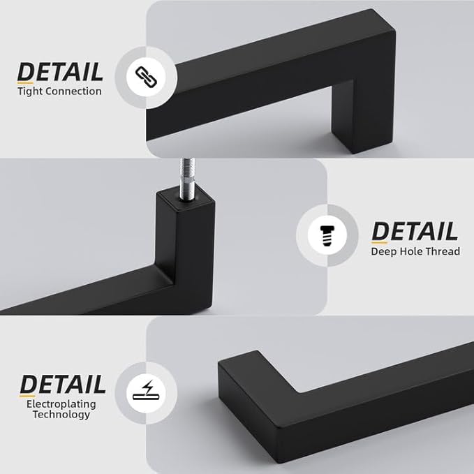 goldenwarm Black Cabinet Pull 45 Pack Matte Black Drawer Hardware Pulls Modern Kitchen Closet Door Handles Hardware, Black Pulls 18 Inch Center to Center, LSJ12BK458, Matte Black Cabinets Drawer Pulls