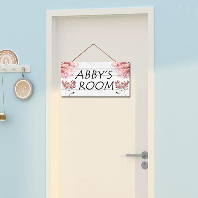 Personalized Unicorn Plaque, Magical Unicorn Sign, Kids Room Custom Name Door Wall Decor, Floral Nursery Art Plate, 5"x10" (12.5x25cm) Wooden Sign