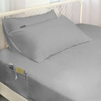 Moonsea Extra Deep Pocket Queen Sheet Sets for Air Mattress - Deep Pocket Sheets Queen Size Sets - Sheets with Pocket on Side - Easily Fits Extra Deep 16 in to 24 in Pillow Top Air Mattress (Grey)