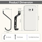 GlazieVault Coat Hooks– Door Hook (5 Pack) - Heavy Duty Wall Mounted - Premium Design Rust Free Hooks
