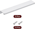 uxcell Cabinet Finger Edge Pull, 5pcs 200mm / 7.87" Aluminum Alloy Back Mount Hidden Cabinet Pulls Concealed Handle for Home Kitchen Drawer Cabinet, Silver