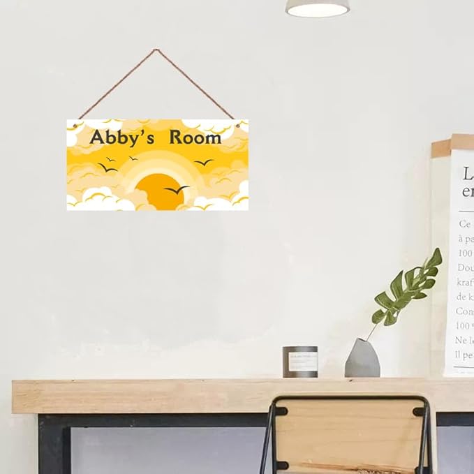 Personalized Sign The Rising Sun Painting Plate For Girls Room Boys Bedroom Door Decor Custom Name Baby Nursery Kids Room Wood Wall Plaque for Little Man Cave