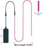 MaxLax EL Wire Pink, 16.4ft/5m Portable Battery Pack Neon Light Strip 360° Cuttable Glowing Rope Lights for Parties, Halloween, DIY Decoration