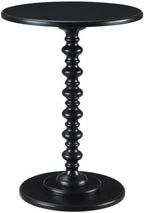 Convenience Concepts Palm Beach Spindle 17.75" Traditional Round End Living Room, Turned Solid Wood Side, Classic Display Pedestal Table, Black