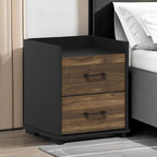 Furinno End Side Night Stand Modern Bedroom Bedside Tables Handle 2 Chest Nightstand, 1-Pack Drawer, Columbia Walnut/Black