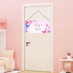 Customized Butterfly Signs for Girls Room Bedroom Door Pink Hanging Sign for Little Man Cave Custom Baby Name Door Hanger Baby Nursery Room Fantasy Kids Room Décor