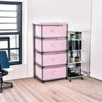 Juvale 4-Tier Dresser for Bedroom - 16.5 x 13 x 33 in, Pink, Modern - Closet Dresser with 4 Fabric Drawers for Clothes & Bedroom Storage