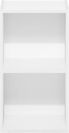 Furinno PASIR Book Shelf, 2-Tier Modern Bookshelf, Open Shelves Bookcase 9" x 12" x 21", for Living Room, Bedroom, Home Office, White