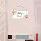 Personalized Flowers Room Door Sign For Girls Bedroom Kids Room Nursery Wall Art Decor Custom Name Art Plate Wooden Plaque For Living Room