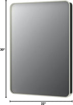 22x30 Inch Brushed Nickel Bathroom Mirror, Brushed Silver Metal Framed Wall Mirror, Rounded Corner Rectangle Modern Vanity Mirror, Tempered Glass, Anti-Rust, Shatterproof (Horizontal/Vertical)