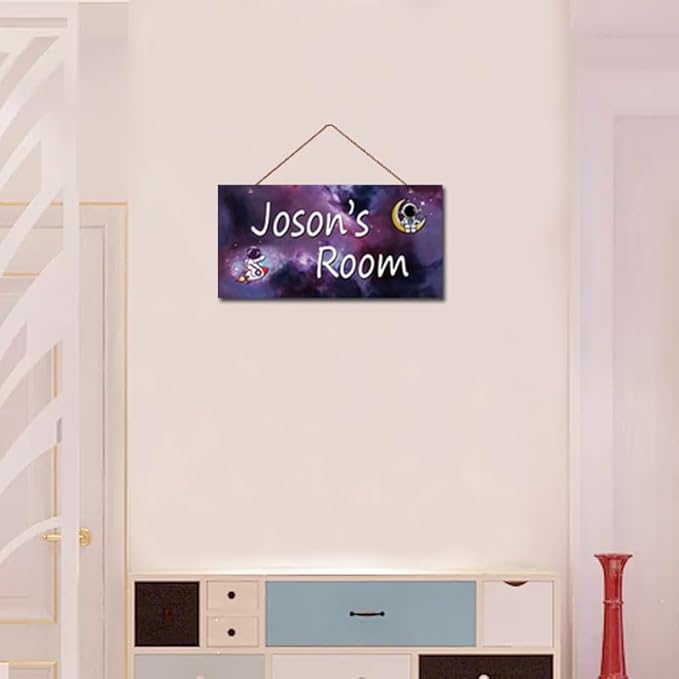 Personalized Signs Astronaut Sign Customized Signs Wall Art Decoration Exquisite Decorative Signs Custom Name Baby Bedroom Kids Room Outer Space Themed Decor For Girls Boys Room