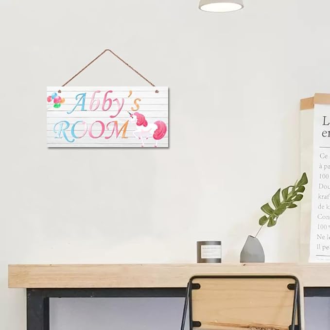 Personalized Signs Unicorn Rainbow Wall Hanging Plaque Sign Magic Unicorn Girl Room Décor For Baby Nursery Home Art Décor Kids Room Little Man Cave
