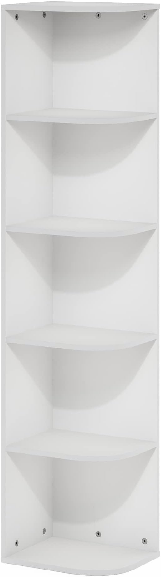 Furinno PASIR Book Shelf, 5-Tier Corner Bookshelf, Open Shelves Bookcase 9.3" x 12" x 51.7", for Living Room, Bedroom, Home Office, White