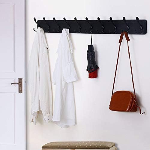 Dseap Coat Rack Wall - Heavy-Duty 38-1/4" Long, with Reinforced 10 Custom Tri-Hooks, Solid Wood Wall Hanger for Coats Hat Jackets - Rustic Farmhouse Entryway Hallway Storage, Black