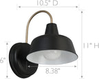 Design House Mason Barn Light Indoor/Outdoor Wall Mount Modern Industrial Farmhouse Wall Light for Patio, Garage, Bathroom, Office, Kitchen, 8-Inch, Matte Black and Gold, 588285