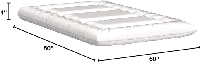 MAXYOYO Japanese Floor Futon Queen Size, Thicken Tatami Mat Sleeping Pad Foldable Roll Up Mattress Trifold Pad Guest Bed, Off White