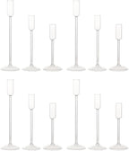 Candle Holder, Glass Taper Candle Tall Candlestick Holder, 3 Different Heights, for Table Centerpiece, Wedding, Party, Clear, 12pcs