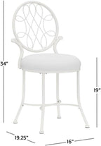 Hillsdale O'Malley Metal Vanity Stool for Makeup Room or Bathroom, White