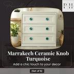 Perilla Home Set of 6 Ceramic Knobs Decorative Round Knobs for Home Kitchen Cabinet Vintage Hardware Cupboard Door Dresser Wardrobe Drawer Pulls (Turquoise)