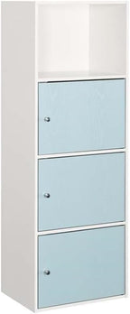 Convenience Concepts Xtra Storage 3 Door Cabinet with Seafoam and White Wood Finish
