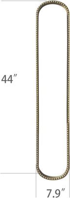 Long Skinny Mirror for Wall,Gold Narrow Oval Mirror for Entryway Bath,Metal Frame with Gold Decor Mirrors,7.9X 44