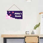 Personalized Universe Sign Cute Aerospace Stars Themed For Kids Room Nursery Door Decor,Custom Name Wall Decor Decorative Plate for Boys Room Girls Bedroom