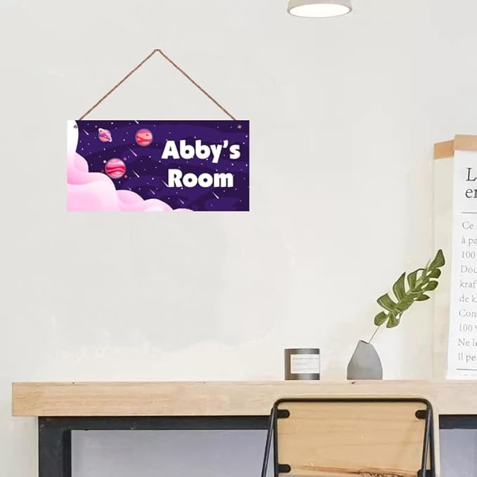 Personalized Universe Sign Cute Aerospace Stars Themed For Kids Room Nursery Door Decor,Custom Name Wall Decor Decorative Plate for Boys Room Girls Bedroom