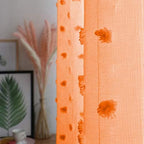 MYSKY HOME Pom Pom Orange Sheer Curtains for Bedroom Girls Room Curtains 84 Inches Long for Nursery Kids Light Filtering Boho Window Drapes, Rod Pocket, 52" Wide, 2 Panels