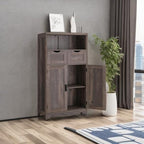 Iwell Storage Cabinet with Adjustable Shelf, Bathroom Cabinet with Doors, Cupboard, Kitchen Pantry Cabinet, Floor Cabinet for Living Room, Home Office, Dark Gray