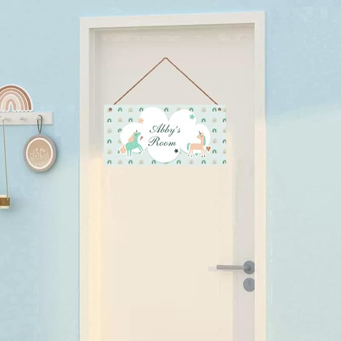 Personalized Sign Magical Unicorn Sign Unicorn Themed Kids Room Custom Name Door Wall Decor Floral Nursery Art Plate For Boys Room Girls Bedroom Little Man Cave