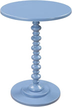 Convenience Concepts Palm Beach Spindle Table 17.75" - Traditional Round End Table for Living Room, Turned Solid Wood Side Table, Classic Display Pedestal Table, Blue