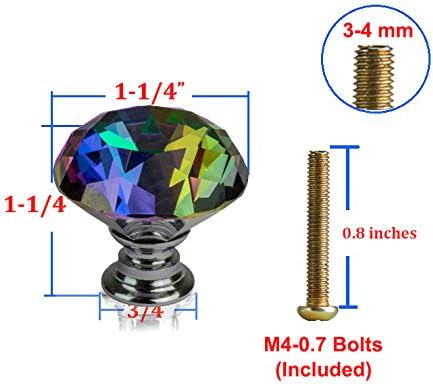 DEELF 30 Packs Kitchen Cabinet Knobs, 30 mm Crystal Cabinet Knobs, Diamond Dresser Handle Drawer Pulls, Dresser Knobs for Cabinets and Drawers, Purple