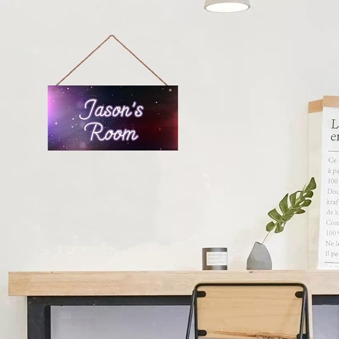 Personalized Outer Space Sign Universe Themed For Kids Room Nursery Baby Playroom Door Art Décor For Little Man Cave,Custom Name Stars Wall Decor Decorative Plate for Boys Room Girls Bedroom