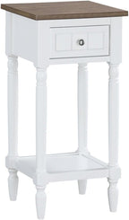 Convenience Concepts French Country Khloe 1 Drawer Accent End Table 14" - Traditional Farmhouse Side Table with Storage Drawer and Shelf for Living Room, Driftwood/White