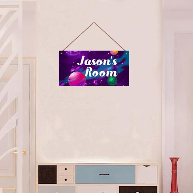 Personalized Stars Sign Customized Galaxy Signs Wall Art Decoration Exquisite Decorative Signs for Girls Bedroom Door Decor For Kids Room Outer Space Themed Nursery Decor For Boys Room