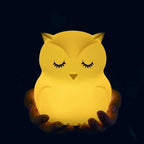 Animal-Shaped Big Night Light for Children/Adults, Rechargeable LED Soft Silicone (BPA Free) Bedside Lamp, Adjustable Brightness and 9 Colors by Touch Control & Remote Control (Big Owl)