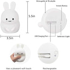 Rabbit Night Light for Kids, Rechargeable LED Children Lamp, Soft Silicone (BPA Free) for Baby/Boys/Girls/Adult, Remote & Touch Control Adjustable Brightness and Colors, Indoors/Outdoors