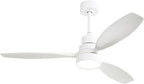 Sofucor Ceiling Fan with Lights, 52 Inch Low Profile Flush Mount Mordern Wood Ceiling Fan with Remote for Indoor Farmhouse Bedroom Living Room Outdoor Patio Porch, Reversible DC Motor, Noiseless