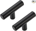 40 Pack Matte Black Cabinet Knobs - Kitchen Cabinet Knobs Black Pulls for Kitchen Drawer Stainless Steel Dresser Hardware 2in Length Single Hole T Bar