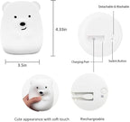 Bear Night Light for Kids, Rechargeable LED Children Lamp, Soft Silicone (BPA Free) for Baby/Boy/Girl/Adult, Remote & Touch Control Adjustable Brightness and Color (9 Colors), Eye Caring