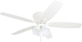Honeywell Ceiling Fans Glen Alden, 52 Inch Classic Flush Mount Indoor LED Ceiling Fan with Light, Pull Chain, Quick-2-Hang Dual Finish Blades, Reversible Motor - 50520-01 (White)