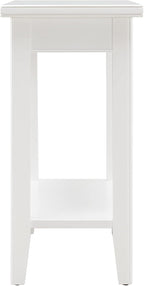 Leick Home Laurent End Table, Solid Wood, Bottom Display Shelf, Narrow, Easy-Assembly, for Living Room/Bedroom, White, 24.0 in. L x 12.0 in. W x 24.0 in. H, 10505-WT