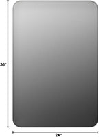 TEHOME 24x36 inch Brushed Nickel Silver Metal Framed Bathroom Mirror for Wall in Stainless Steel Silver Rounded Rectangular Bathroom Vanity Mirrors Wall Mounted…