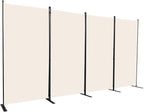 Room Divider, 4 Panel Folding Privacy Screens with Wider Support Feet, 6 Ft Portable Room Partition for Room Separator, 136" W X 71" H, Beige