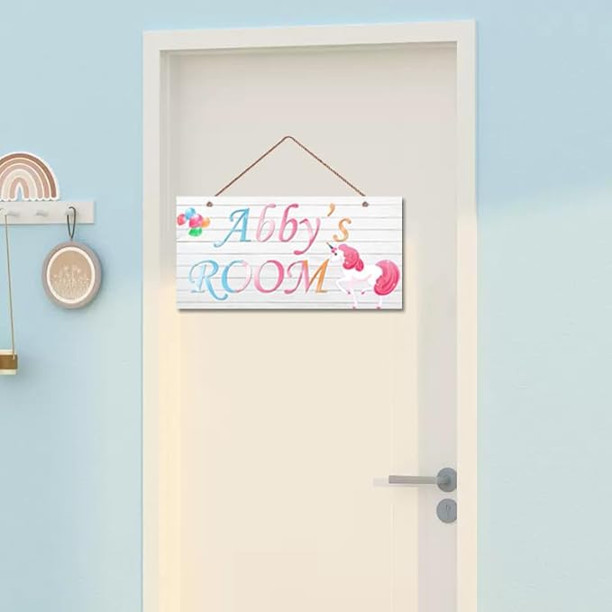 Personalized Signs Unicorn Rainbow Wall Hanging Plaque Sign Magic Unicorn Girl Room Décor For Baby Nursery Home Art Décor Kids Room Little Man Cave