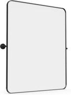 18" x 24" Pivot Rectangle Bathroom Mirror Tilting Beveled Black Metal Framed Vanity Mirrors for Wall, Tempered Glass