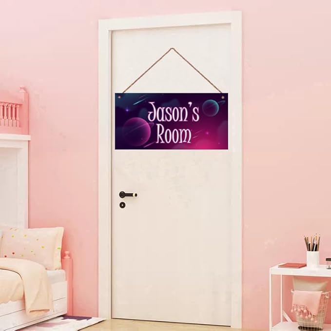Personalized Sign Planet Decor For Boys Room, Stars Themed Kids Bedroom Decor, Outer Space Wall Art Décor for Little Man Cave, Universe Decorations For Girls Room Nursery Baby Playroom